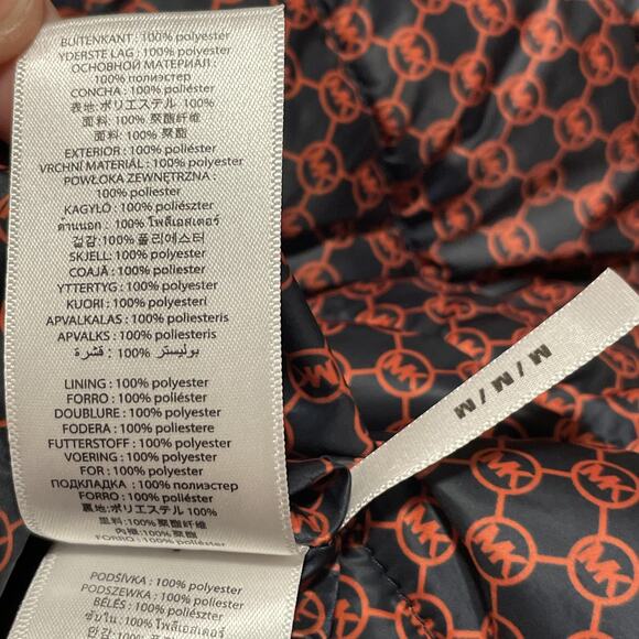 Michael Kors Vest Mens Medium Orange Navy Reversible Puffer Quilted MK Logo - Picture 10 of 16